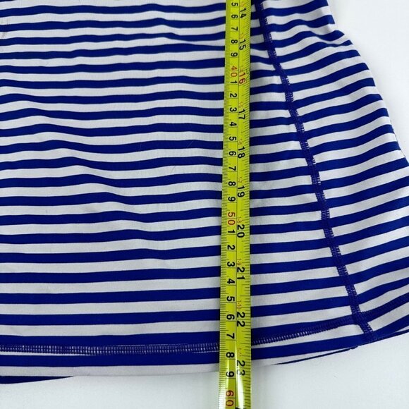Lululemon Run Stay on Course Striped Blue White Ruched Tank Top Size 4 - Picture 5 of 11